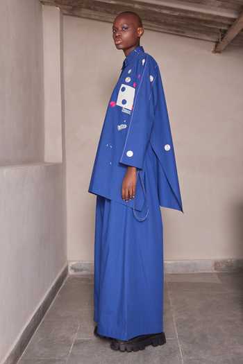 Buy_Shahin Mannan_Blue Poplin Pant _Online_at_Aza_Fashions