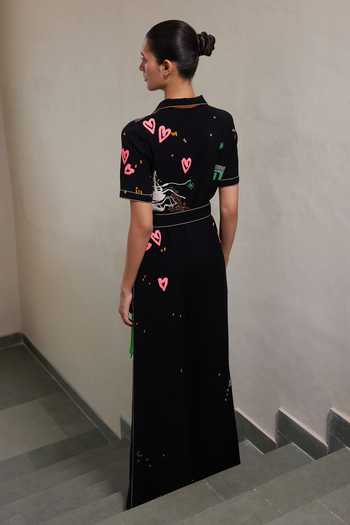 Shop_Shahin Mannan_Black Funky Panther Jumpsuit _at_Aza_Fashions