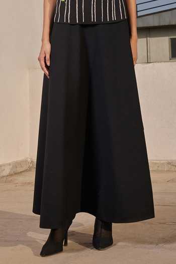 Shahin Mannan_Black Crepe Circular Skirt _Online_at_Aza_Fashions