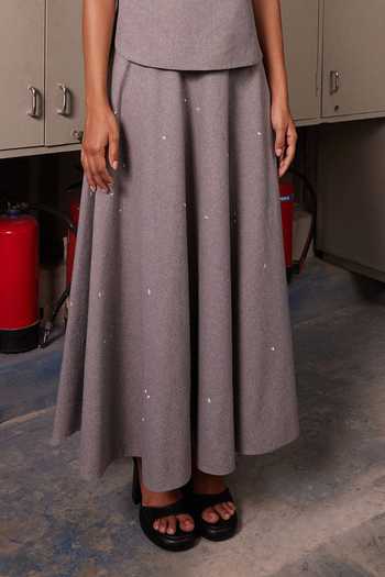 Shahin Mannan_Grey Circular Skirt _Online_at_Aza_Fashions