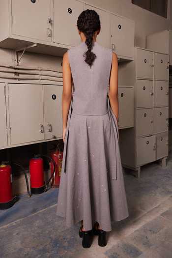 Shop_Shahin Mannan_Grey Circular Skirt _at_Aza_Fashions
