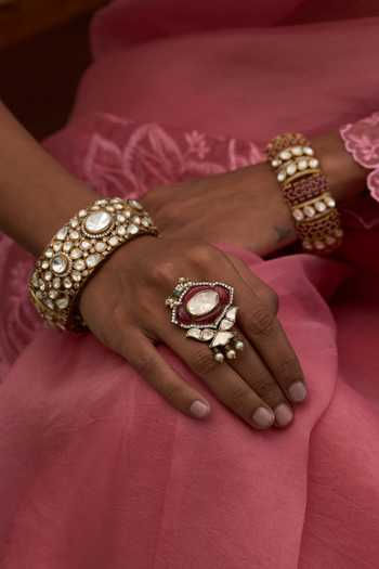 Preeti Mohan_Gold Plated Chaaya Polki Bangles - Set Of 2 _Online_at_Aza_Fashions