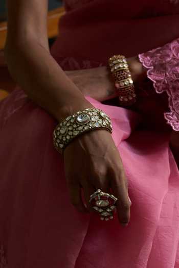 Buy_Preeti Mohan_Gold Plated Chaaya Polki Bangles - Set Of 2 _Online_at_Aza_Fashions