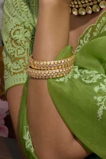 Buy_Preeti Mohan_Gold Plated Vainavi Moissanite Bangles - Set Of 2 _at_Aza_Fashions