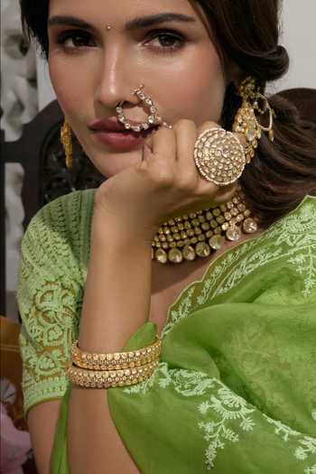 Preeti Mohan_Gold Plated Vainavi Moissanite Bangles - Set Of 2 _Online_at_Aza_Fashions