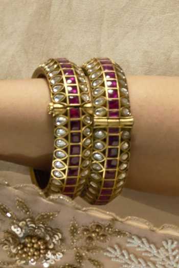 Buy_Preeti Mohan_Gold Plated Elavarasi Kundan Bangles - Set Of 2 _at_Aza_Fashions