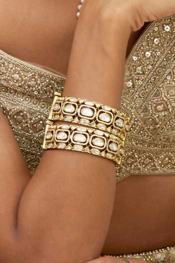 Buy_Preeti Mohan_Gold Plated Nageshwari Polki Bangles - Set Of 2 _at_Aza_Fashions
