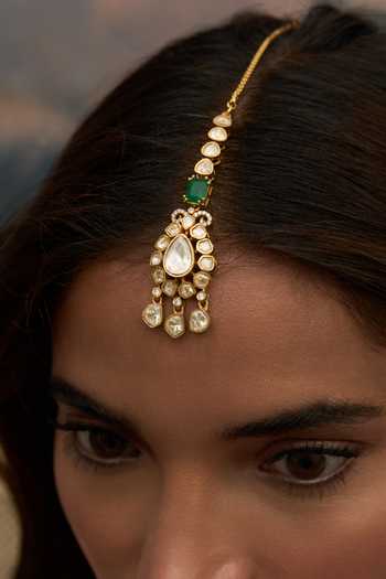 Buy_Preeti Mohan_Gold Plated Ritika Polki Embellished Maangtikka _at_Aza_Fashions