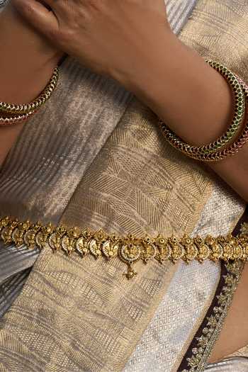 Shop_Preeti Mohan_Gold Plated Stones Nitya Embellished Kamarbandh _at_Aza_Fashions