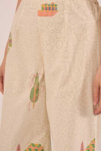 Shop_Shivani Bhargava_Cream Cotton Mandarin Collar Gulposh Kurta And Pant Set _Online_at_Aza_Fashions