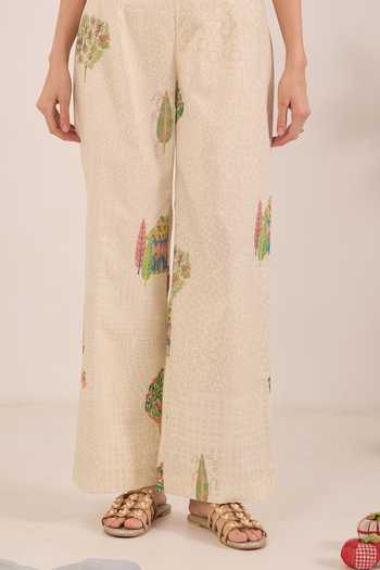 Buy_Shivani Bhargava_Cream Cotton Mandarin Collar Gulposh Kurta And Pant Set 
