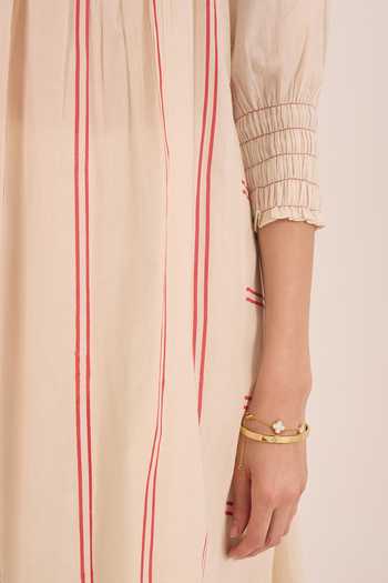 Buy_Shivani Bhargava_Ivory Cotton Mandarin Collar, Yes Zoon Striped Kurta And Pant Set _Online