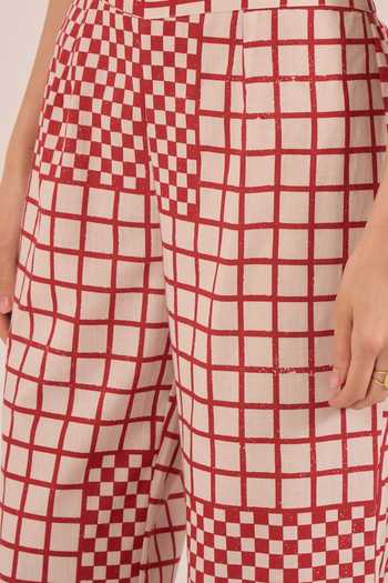 Shivani Bhargava_Ivory Silk, Chanderi, Cotton Round Neck, Shirin Checkered Back Kurta And Pant Set _Online
