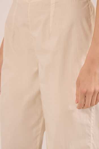 Shivani Bhargava_Ivory Silk, Chanderi, Cotton Round Neck Chinar Floral Embroidered Kurta Set _Online_at_Aza_Fashions