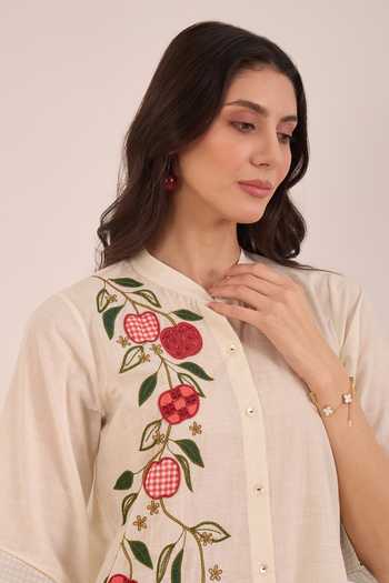 Buy_Shivani Bhargava_Blue Cotton Mandarin Collar Poma Shepherd Check Apple Hem Tunic 