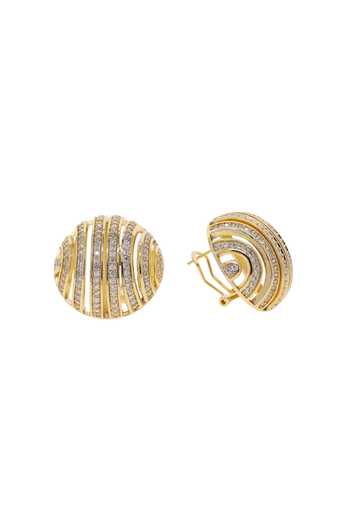 Shop_Prata_Gold Plated Arc Dome Embellished Stud Earrings _at_Aza_Fashions