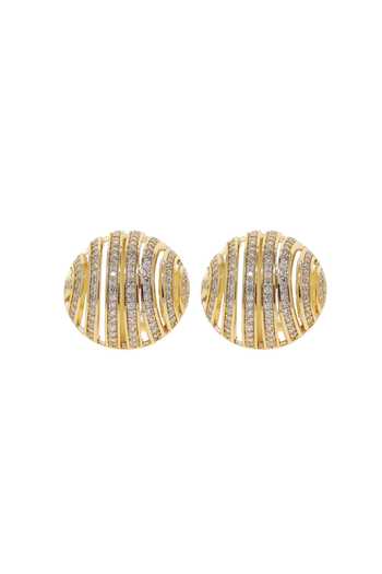 Prata_Gold Plated Arc Dome Embellished Stud Earrings _Online_at_Aza_Fashions