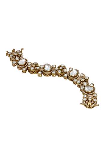 HRISHA_Gold Plated Kundan Polki Bracelet _Online_at_Aza_Fashions