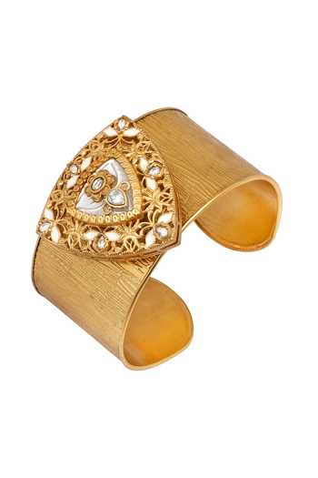 HRISHA_Gold Plated Kundan Polki Bracelet _Online_at_Aza_Fashions