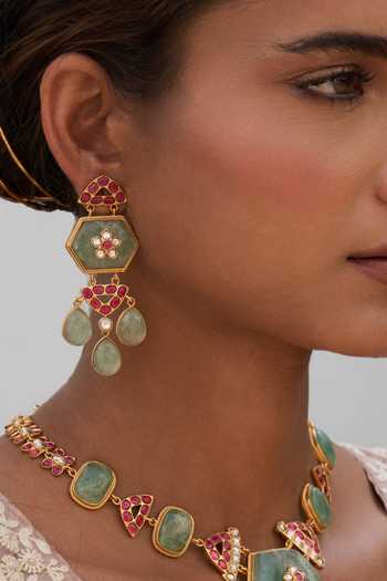 Buy_Preeti Mohan_Pink Maitreyi Kundan Long Necklace Set _Online_at_Aza_Fashions