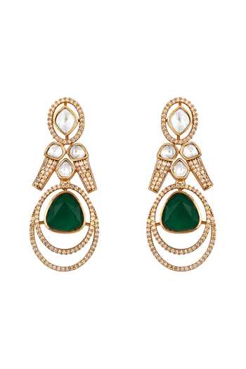 Buy_HRISHA_Green Kundan Polki Necklace Set _Online_at_Aza_Fashions
