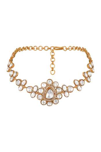 HRISHA_Gold Plated Kundan Polki Necklace Set _Online_at_Aza_Fashions