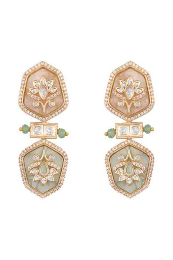 Buy_HRISHA_Gold Plated Kundan Polki Necklace And Earrings Set _Online_at_Aza_Fashions