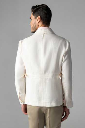 Shop_Amit Arora_Cream Linen Full Sleeve Shacket _at_Aza_Fashions