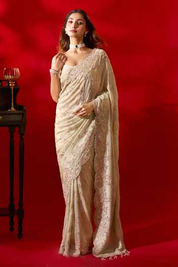 Shop_Azeera_Green Tissue Inayat Saree With Unstitched Blouse Piece _Online
