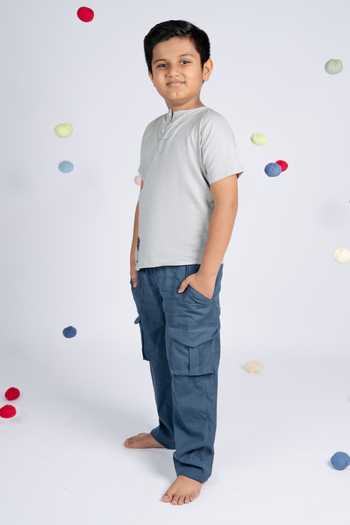 Buy_OurDve_Grey Cotton Shirt And Pant Set _at_Aza_Fashions