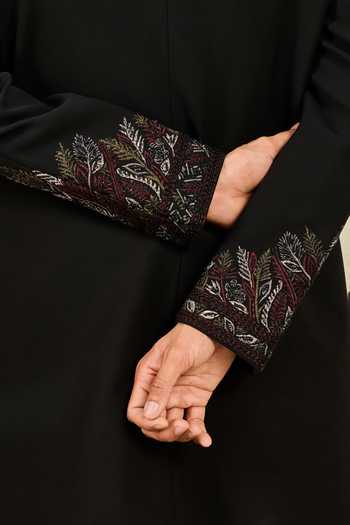Shop_Sarab Khanijou_Black Embroidery Veil Hand Bandhgala Set _Online_at_Aza_Fashions