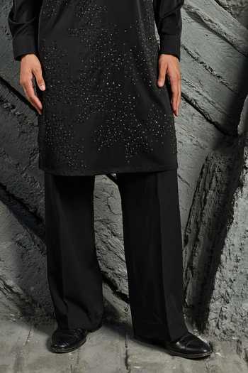 Sarab Khanijou_Black Noir Tonal Cutdana Embroidered Kurta Set _Online_at_Aza_Fashions