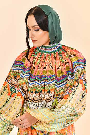 Bhanuni By Jyoti_Multi Color Viscose High Neck Sunbeam Maxi Dress _at_Aza_Fashions