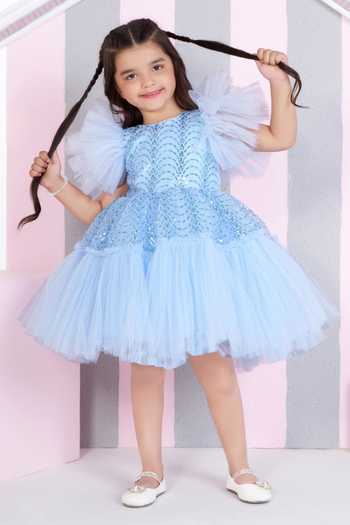 Shop_Mini Stitch_Blue Net Butterfly Embellished Dress _Online_at_Aza_Fashions