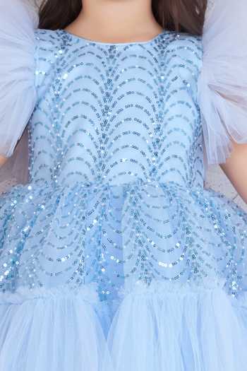 Buy_Mini Stitch_Blue Net Butterfly Embellished Dress 