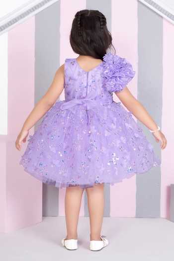 Shop_Mini Stitch_Purple Net Floral Embroidered Dress _at_Aza_Fashions