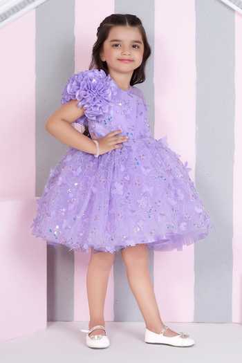 Buy_Mini Stitch_Purple Net Floral Embroidered Dress _Online_at_Aza_Fashions