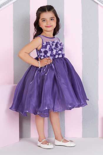 Shop_Mini Stitch_Purple Satin 3d Floral Embroidered Dress _Online_at_Aza_Fashions