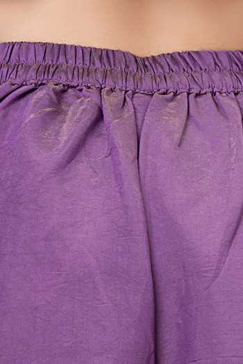 Mini Stitch_Purple Silk, Cotton Embroidered Short Kurta Palazzo Set _Online_at_Aza_Fashions