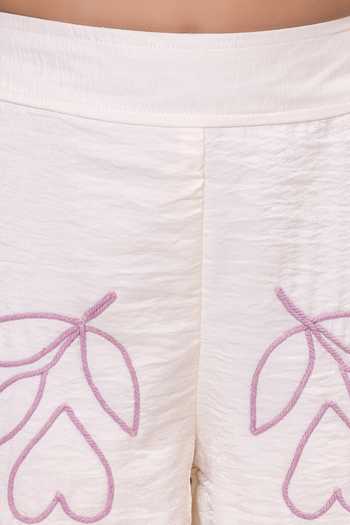 Mini Stitch_Pink Rayon Embroidery Thread Work Kurta And Palazzo Set _at_Aza_Fashions