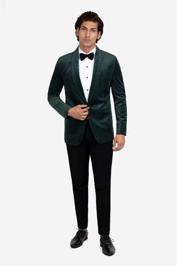 Sven Suits_Green Velvet Shawl Lapel Tuxedo Set _Online_at_Aza_Fashions