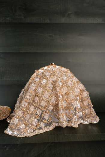 Shop_Nayaab By Sonia_Gold Embroidery, Sequins Drape Diva Batua Potli Bag _at_Aza_Fashions