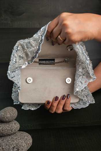 Buy_Nayaab By Sonia_Silver Drape Diva Kasse Bag _Online_at_Aza_Fashions
