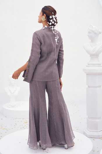 Rimple Agrawal_Lilac Anagha Striped Blazer Pant Set _Online_at_Aza_Fashions