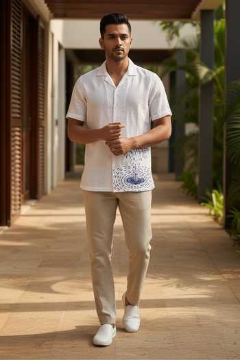Buy_Hilo Design_White Linen Nivra Rain Ripple Embroidered Shirt _at_Aza_Fashions