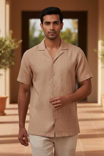 Buy_Hilo Design_Beige Linen Dune Shirt _at_Aza_Fashions