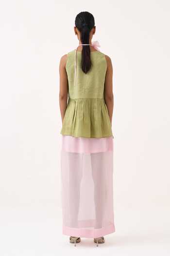 Shop_Three_Pink Organza Sheer Skirt _at_Aza_Fashions