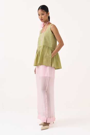 Shop_Three_Pink Organza Sheer Skirt _Online_at_Aza_Fashions