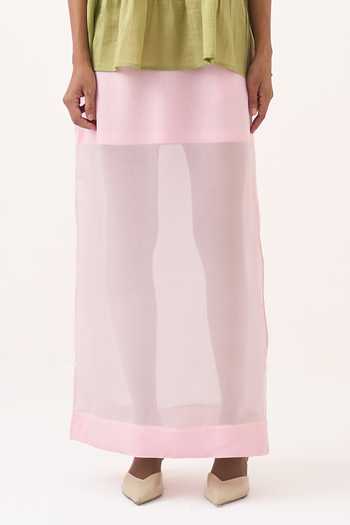 Three_Pink Organza Sheer Skirt _at_Aza_Fashions