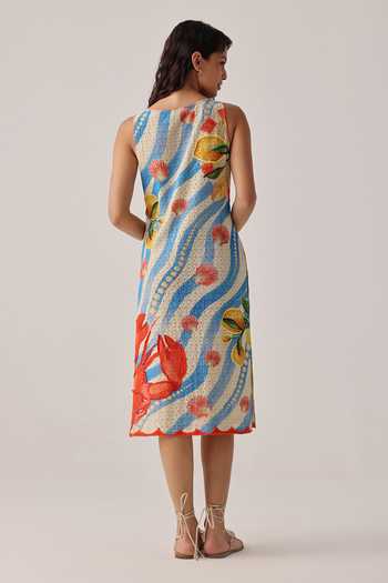Shop_NOIB_Multi Color Scoop Neck Keya Summer Zest Coverup Dress _at_Aza_Fashions